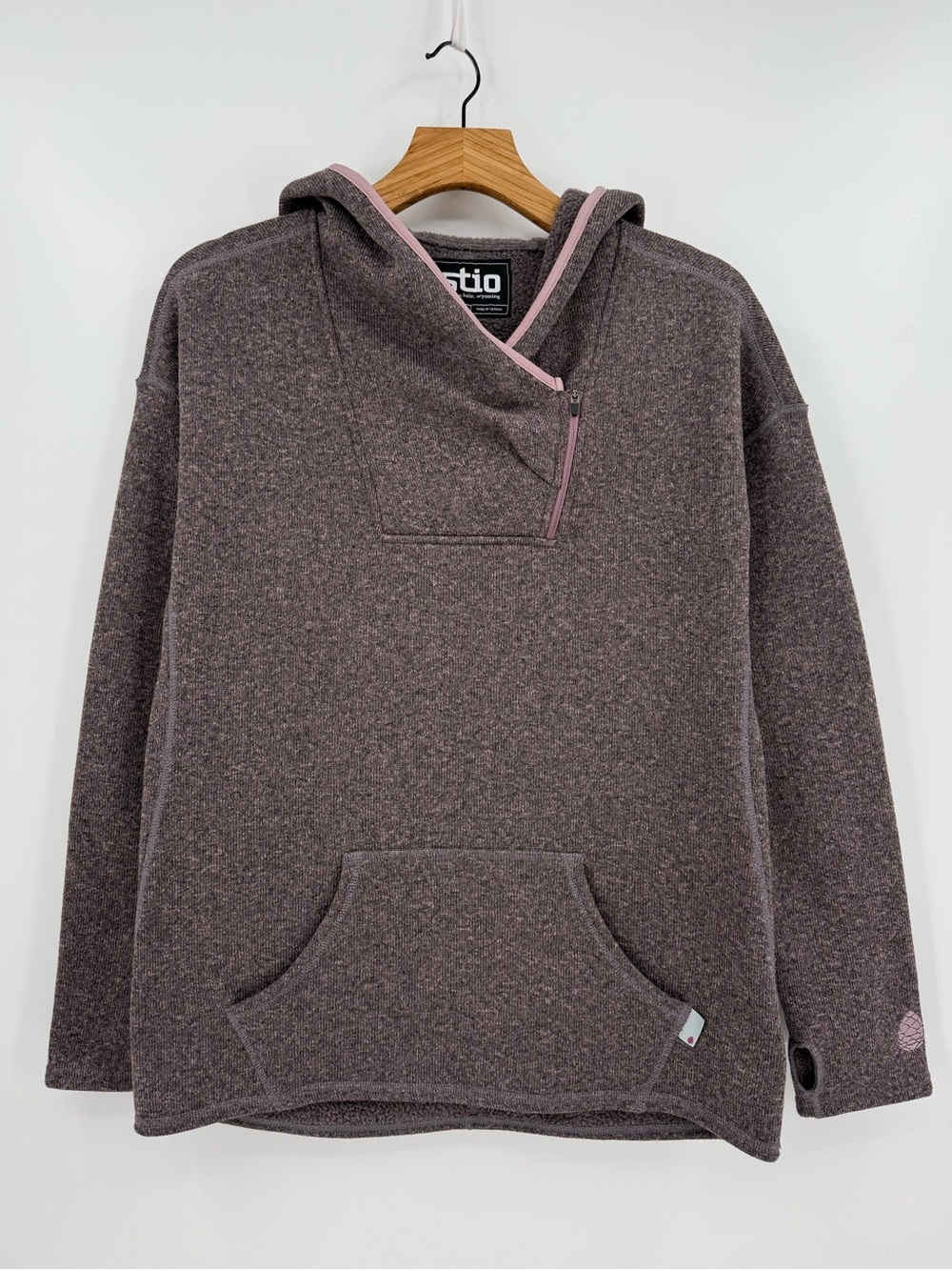 Stio Sweetwater Fleece Hoodie Pullover Zip in Berry Smoke Heather Size L